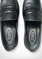 Mocassins Tod’s en cuir noir mat, taille 38,5
