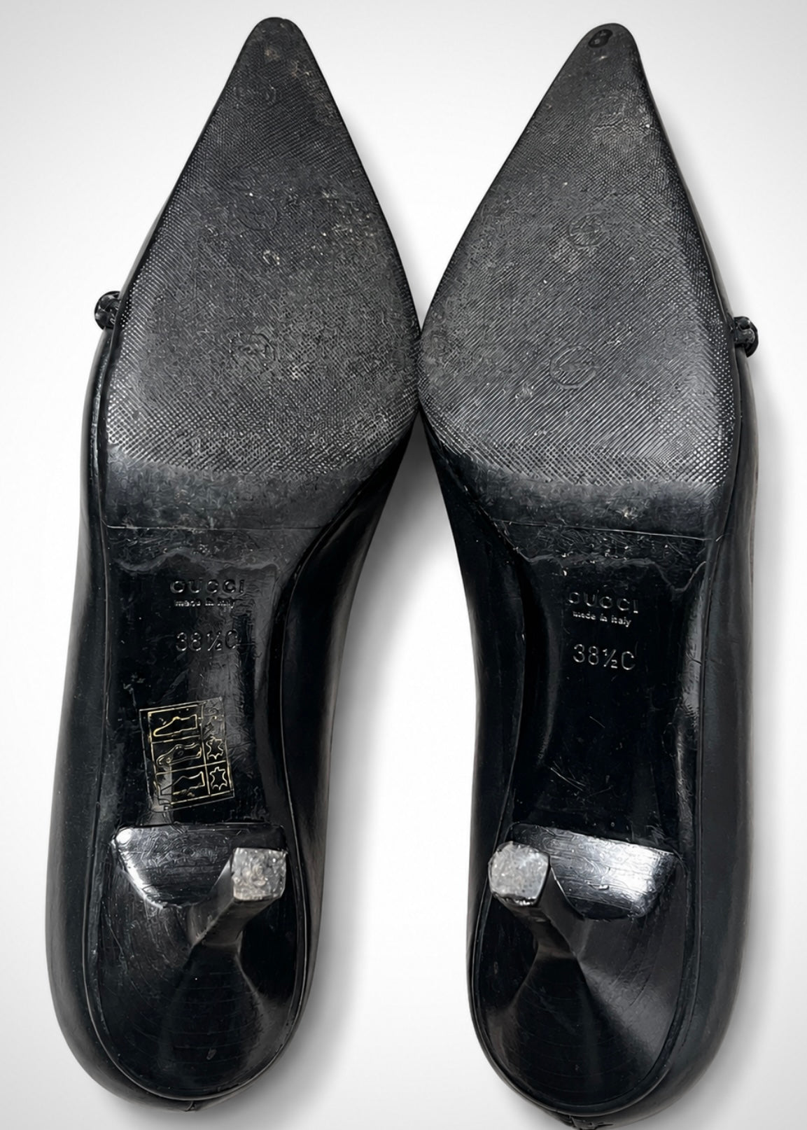 Escarpins noirs en cuir à bout pointu Gucci, taille 38,5