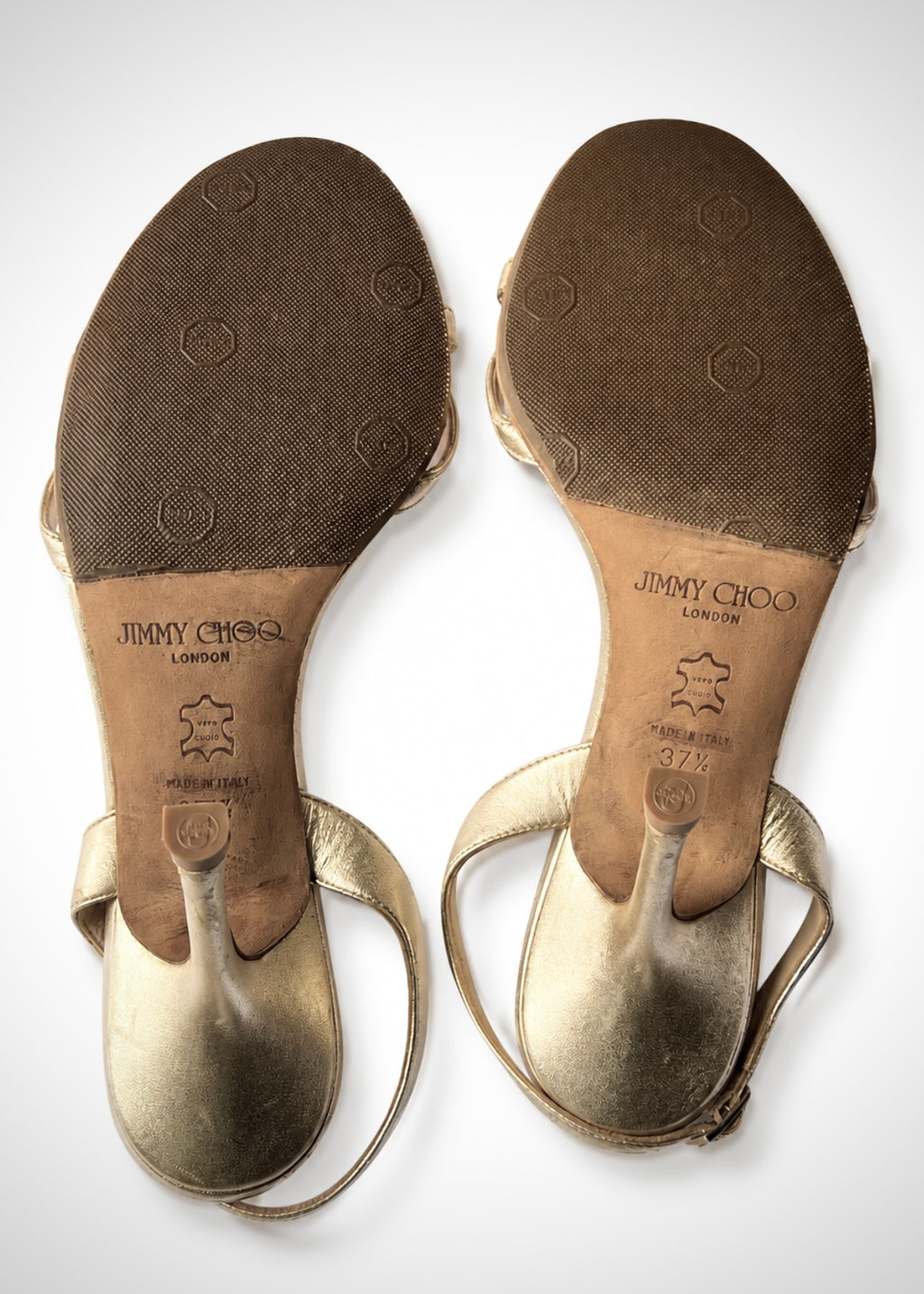 Sandales cuir doré Jimmy Choo, taille 37,5