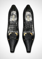 Escarpins Prada en cuir noir texturé, taille 37,5