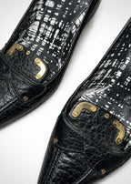 Escarpins Prada en cuir noir texturé, taille 37,5