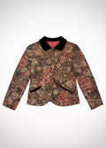 Veste tapisserie florale vintage à col velours Burberry, taille 34