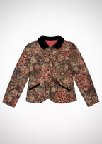 Veste tapisserie florale vintage à col velours Burberry, taille 34