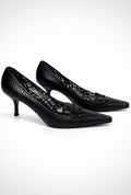 Escarpins Prada en cuir noir texturé, taille 37,5