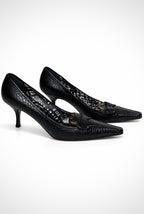 Escarpins Prada en cuir noir texturé, taille 37,5