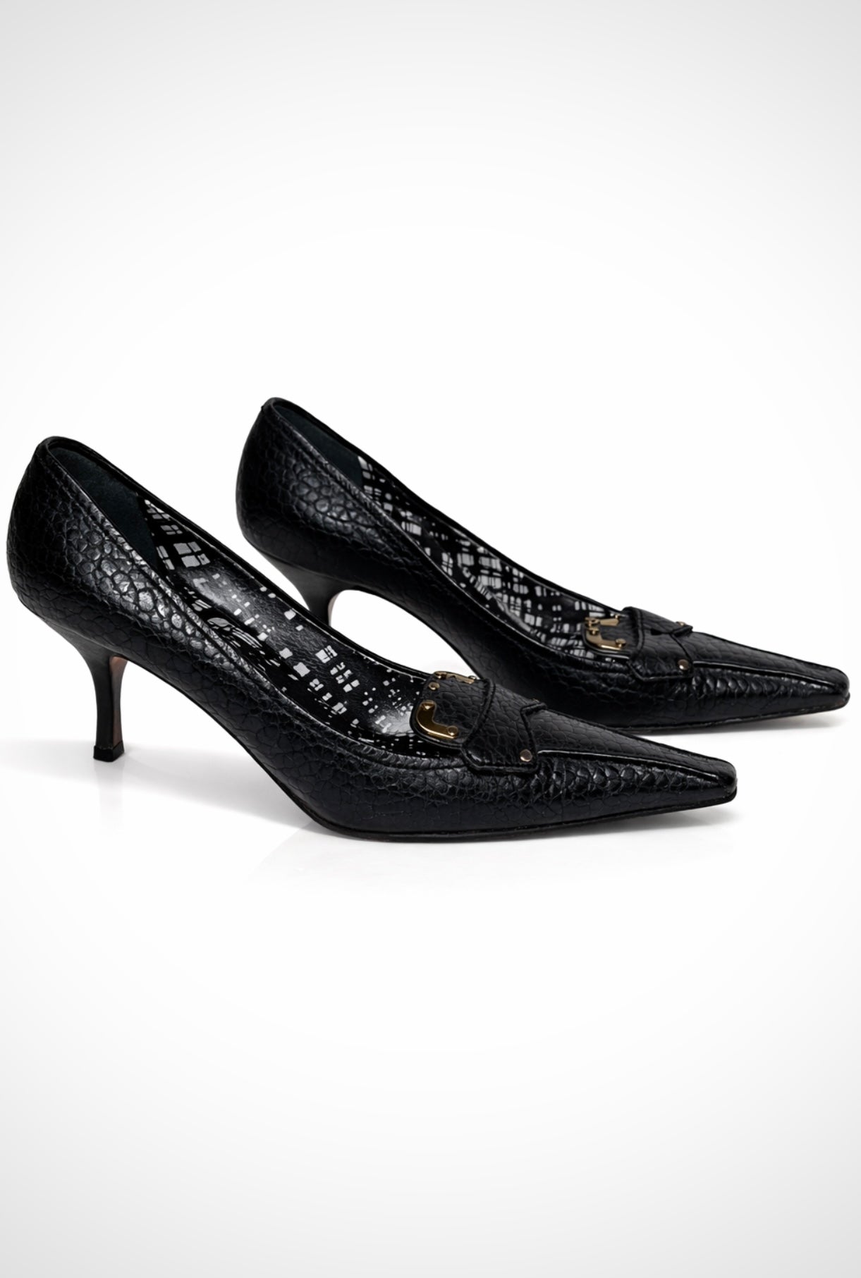 Escarpins Prada en cuir noir texturé, taille 37,5